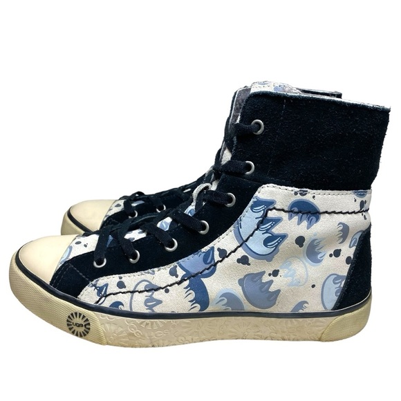 UGG Stellah‎ Claw Graffiti Fur Lined Hightop Sneakers Short Boots Womens 8 DISC - Picture 4 of 14